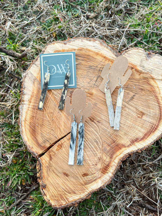 Cowhide Bar Earrings